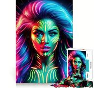 Puzzle da parete Neon Cyber Face per adulti, 1000 pezzi, gioco di abilità mentale, assemblaggio lento, regalo perfetto (50x75cm)