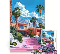 Puzzle da parete per adulti "Casa in stile Mid-Century Modern di Palm Springs", 1000 pezzi, gioco intelligente da assemblare a casa, regalo festivo (38x52cm)
