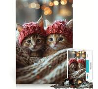 Puzzle da parete per adulti con dolce gattino invernale, 1000 pezzi Un giocattolo intelligente per la casa, con tagli precisi Decorazione murale 38x52cm