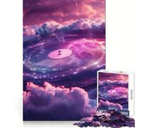 Puzzle da parete per adulti con nuvole spaziali e disco musicale, 1000 pezzi, gioco intelligente, tranquillo, con motivo rilassante, (50x75cm)