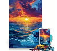 Puzzle da parete per adulti con paesaggio al tramonto sull'oceano, 1000 pezzi, con immagini suggestive e rilassanti (50x75cm)