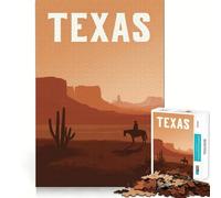 Puzzle da parete per adulti con paesaggio desertico del Texas e cowboy, 1000 pezzi, gioco stimolante per la mente, divertente e rilassante, con tagli precisi 50x75cm
