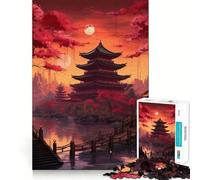 Puzzle da parete per adulti con paesaggio giapponese e pagoda, 1000 pezzi, per ricordare, migliorare, momento di pace, taglio preciso, lista dei desideri di Babbo Natale (38x52cm)