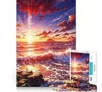 Puzzle da parete per adulti con paesaggio marino al tramonto, 1000 pezzi, gioco stimolante per la mente, divertente e rilassante, con tagli precisi 50x75cm