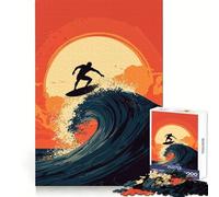 Puzzle da parete per adulti con silhouette di surfista al tramonto, 1000 pezzi Un gioco intelligente per la casa, con tagli precisi e decorazioni artistiche da parete 38x26cm