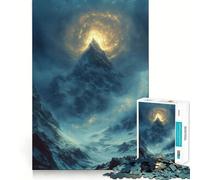 Puzzle da parete per adulti con vetta mistica e luce dorata, 1000 pezzi, gioco di logica e rilassante, di alta qualità, per decorazione murale (50x75cm)