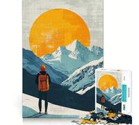 Puzzle da parete per adulti "Escursione al tramonto in montagna innevata", 1000 pezzi, gioco stimolante per la mente, divertimento tranquillo, taglio preciso, decorazione murale 38x26cm