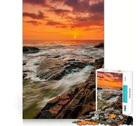 Puzzle da parete per adulti "Tramonto sul lago e rocce", 1000 pezzi, gioco stimolante per la mente, divertente e rilassante, con tagli precisi 50x75cm