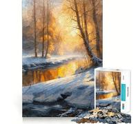 Puzzle da parete "Tramonto e paesaggio invernale" per ragazzi, 1000 pezzi, puro gioco di logica, tranquillo, rilassante, pulito e decorativo 50x75cm