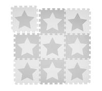 Relaxdays Tappeto Puzzle 9 Parti, 18 P.zi, Gommapiuma EVA, Atossico, Motivo a Stella, Antiurto, 91x91cm, Grigio/Bianco