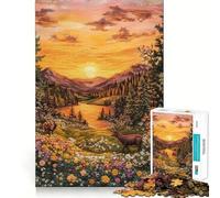 Puzzle da ricamo con cervo al tramonto per adulti, 1000 pezzi, gioco per allenare la mente, divertente da fare insieme, taglio di precisione, 50x75cm