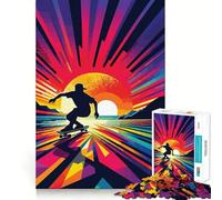 Puzzle da skateboard Wpap Sunset per adulti, 1000 pezzi, gioco di logica mentale, delicato, rilassante, taglio deciso, lista dei desideri di Babbo Natale 38x52cm