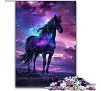 Puzzle da sogno "Cavallo Nero" da 1000 pezzi per adulti, puzzle in cartone per serate di gioco in famiglia, opera d'arte decorativa fai da te, dimensioni 38x26cm