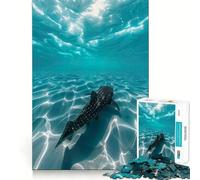 Puzzle da spiaggia con squalo balena,1000 pezzi,per adolescenti,gioco stimolante per la mente,montaggio sicuro e stabile,divertimento assicurato per tutta la famiglia,attività serale (38x52cm)