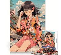Puzzle da spiaggia per ragazze anime nerd, 1000 pezzi, gioco per allenare la mente, rilassante, con immagini da assemblare, una piacevole sorpresa (38x26cm)