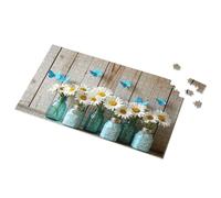 Puzzle da tavola per adulti con farfalle blu e fiori margherite in barattoli di vetro da 3 anni, 500 pezzi (1000 pezzi)