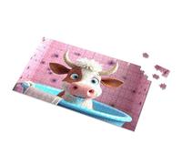 Puzzle da tavola per adulti con immagine di una mucca nella vasca da bagno con fiori rosa, 3 anni, 500 pezzi (300 pezzi)
