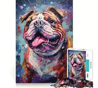 Puzzle da tavolozza con bulldog da dipingere, 1000 pezzi, gioco di intelligenza, divertimento in casa, taglio di qualità, regalo creativo (38x26cm)