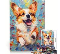 Puzzle da tavolozza con immagine di un cane Corgi, 1000 pezzi, per adulti, un gioco di logica e assemblaggio lento, perfetto come regalo (38x26cm)