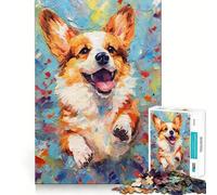 Puzzle da tavolozza con immagine di un cane Corgi, 1000 pezzi, per adulti, un gioco di logica e assemblaggio lento, perfetto come regalo (38x26cm)