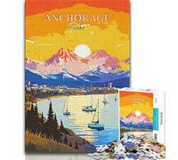 Puzzle da viaggio Alaska Anchorage per adulti, 1000 pezzi, gioco rompicapo, decorazione da parete, regali unici per compleanno e Natale, 38x26cm