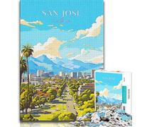 Puzzle da viaggio California San Jose per adulti 1000 pezzi, gioco educativo, sfida giocattolo, ideale come regalo per tutta la famiglia, 38x26cm