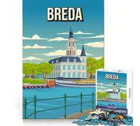 Puzzle da viaggio con panorama urbano di Breda, 1000 pezzi, per adulti, stimolante per le capacità cognitive, ideale per i momenti di relax, con chiusura a scatto, regalo di Natale perfetto (50x75cm)