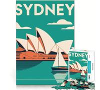 Puzzle da viaggio con poster della Sydney Opera House per ragazzi, 1000 pezzi, stimola la memoria, divertente e rilassante, con bordi precisi, regalo artistico 38x26cm