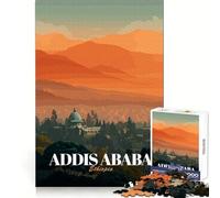 Puzzle da viaggio con poster di Addis Abeba, Etiopia, per ragazzi, 1000 pezzi, stimolazione mentale, relax, evasione, taglio premium, regalo per le vacanze (38x52cm)