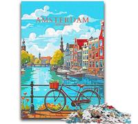 Puzzle da viaggio di Amsterdam, 1000 pezzi, per adolescenti, dai 14 anni in su, rompicapo per famiglie, regali di compleanno per Natale, 1000 pezzi (26x38cm)
