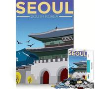 Puzzle da viaggio di Seoul, Corea del Sud, 1000 pezzi per adolescenti, gioco di logica mentale, evasione rilassante, arte dai bordi sottili, da collezione (38x52cm)