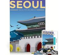Puzzle da viaggio di Seoul, Corea del Sud, 1000 pezzi per adolescenti, gioco di logica mentale, evasione rilassante, bordo fine, oggetto da collezione (38x26cm)