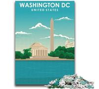 Puzzle da viaggio di Washington DC per adulti, 1000 pezzi, attività per famiglie con poster abbinato e foglio di quiz per età 14+, 1000 pezzi (50x75cm)