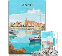 Puzzle da viaggio Francia Cannes 1000 pezzi per adulti, regali per ammazzare il tempo durante le vacanze, ogni pezzo è unico - Gioco divertente e stimolante per tutta la famiglia 38x26cm