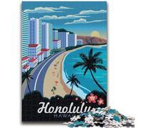Puzzle da viaggio Honolulu Hawaii per adolescenti, 1000 pezzi, attività divertenti per la famiglia a casa, regalo di compleanno, regali di viaggio, 1000 pezzi (50x75cm)
