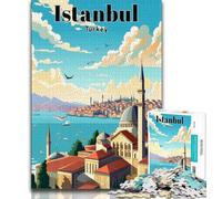 Puzzle da viaggio Istanbul Turchia per adulti, puzzle da 1000 pezzi, aiuta il cervello a esercitare i giocattoli avvincenti per coltivare la pazienza, un'opera d'arte 75x50cm