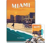Puzzle da viaggio MIAMI Florida USA per adolescenti, 1000 pezzi, giochi educativi, decorazione per la casa, adatti per la decorazione del desktop, 38x26cm