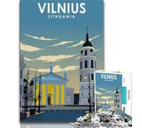 Puzzle da viaggio per adolescenti a Vilnius, Lituania, 1000 pezzi, aiuta il cervello ad allenarsi, giocattoli avvincenti per coltivare la pazienza, un'opera d'arte 75x50cm