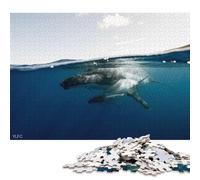 Puzzle da viaggio per adulti da 500 pezzi, motivo: balena, per bambini e mamme, puzzle in legno, amici e familiari, 500 pezzi (52x38 cm).