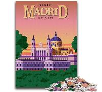 Puzzle da viaggio per adulti della città di Madrid, arte interessante, riduzione dello stress, lista dei desideri con Babbo Natale per età 14 anni, 1000 pezzi (26x38cm)