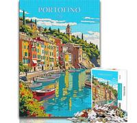 Puzzle da viaggio Portofino, Italia, per adolescenti, 1000 pezzi, gioco per famiglie, antistress, sfida difficile, collezione di artisti, belle arti, 50x75cm