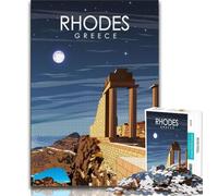 Puzzle da viaggio Rodi Grecia 1000 pezzi per adulti, gioco stimolante e per famiglie con pezzi completamente interconnessi di forma casuale 50x75cm