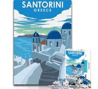 Puzzle da viaggio Santorini Grecia 1000 pezzi per adulti e adolescenti, gioco stimolante, ideale come regalo per tutta la famiglia, 38x26cm