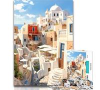 Puzzle da viaggio Santorini Grecia 1000 pezzi per adulti e adolescenti, ideale come regalo per tutta la famiglia, adatto per 14 persone, 75x50cm