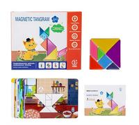 Puzzle da viaggio Tangram, puzzle magnetico in legno a forma di puzzle educativo libri di sfida per bambini adulti rompicapo con 108 sfide di forma, giocattoli educativi per bambini (A)