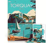 Puzzle da viaggio Torquay Devon da 1000 pezzi per adolescenti, ideale per rafforzare la memoria, per una vita tranquilla e serena, con bordi di qualità e un tocco di Babbo Natale 38x52cm