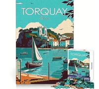 Puzzle da viaggio Torquay Devon da 1000 pezzi per adolescenti, ideale per rafforzare la memoria, per una vita tranquilla e serena, con bordi di qualità e un tocco di Babbo Natale 38x52cm