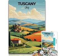 Puzzle da viaggio Toscana Italia 1000 pezzi per adulti e ragazzi, per ammazzare il tempo durante le vacanze a casa, con pezzi completamente interconnessi di forma casuale, 75x50cm