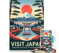 Puzzle da viaggio "Visita il Giappone" con 1000 pezzi,divertente e senza sbavature,ideale per i viaggi (50x75cm)