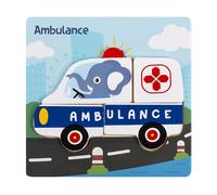 PUZZLE DAM DMAH0073C01 - 4 pezzi, tema ambulanza, materiale in legno, dimensioni 15x15 cm